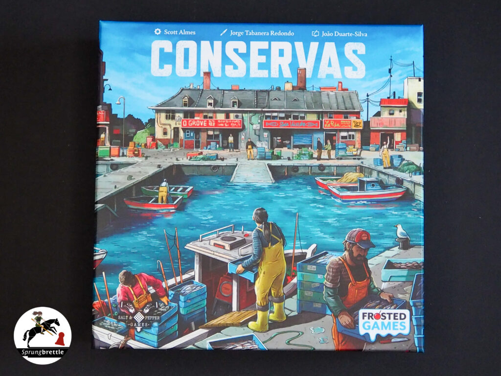 Conservas Schachtel auf schwarzem Hintergrund