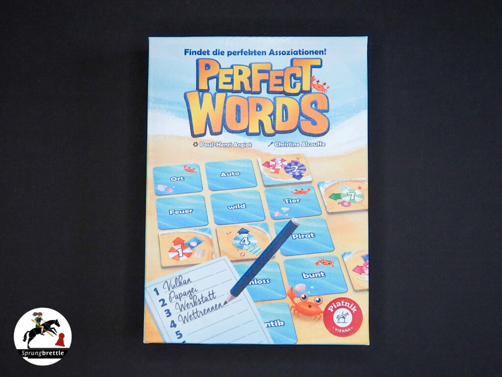 Perfect Words Spielschachtel auf schwarzem Hintergrund